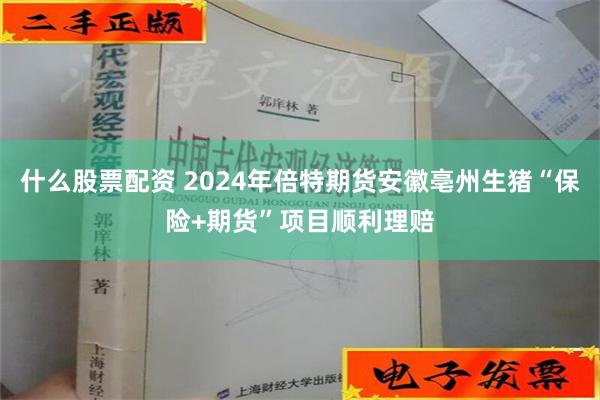 什么股票配资 2024年倍特期货安徽亳州生猪“保险+期货”项目顺利理赔