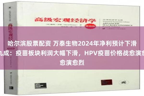 哈尔滨股票配资 万泰生物2024年净利预计下滑超九成：疫苗板块利润大幅下滑，HPV疫苗价格战愈演愈烈